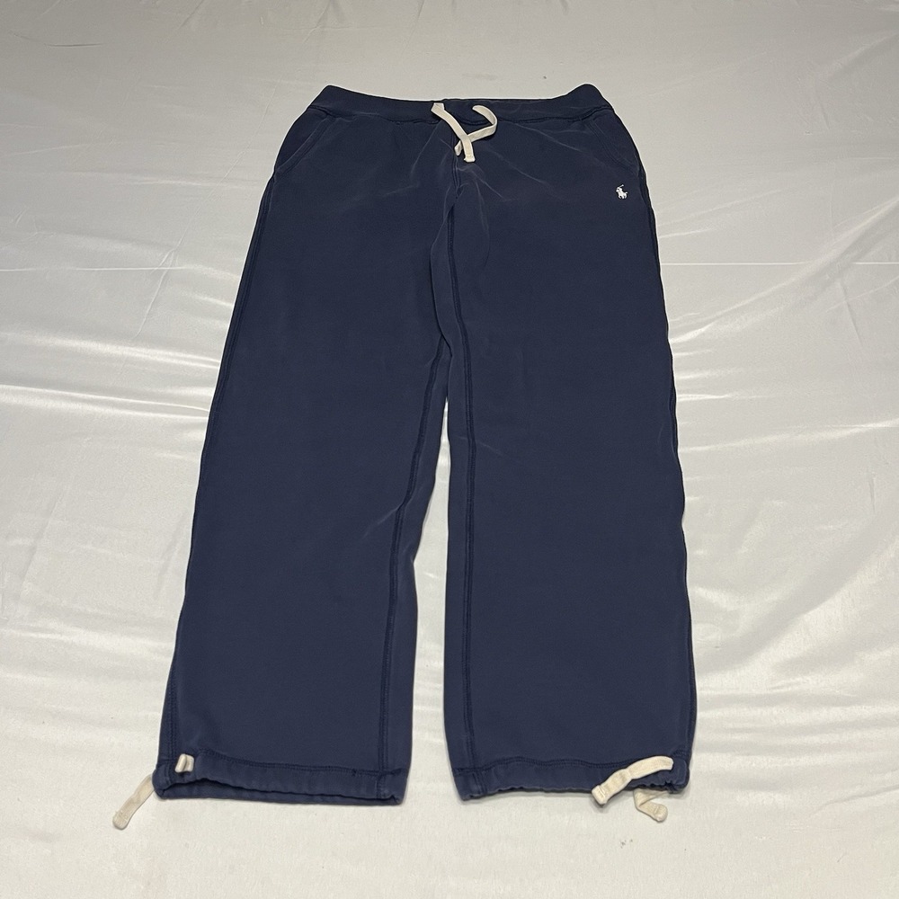 Polo Ralph Lauren Sweatpants Mens M Navy Blue Fleece Open Hem Pony